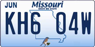 MO license plate KH6O4W
