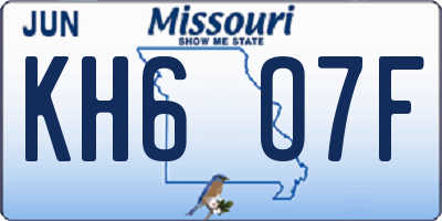 MO license plate KH6O7F