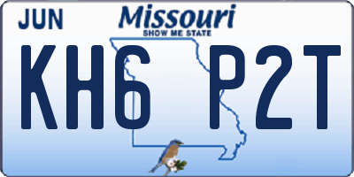 MO license plate KH6P2T
