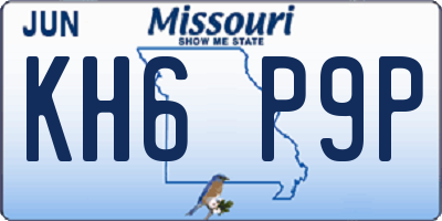 MO license plate KH6P9P