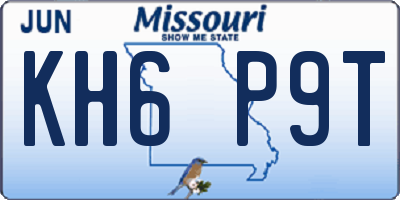 MO license plate KH6P9T