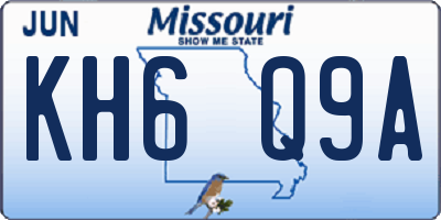 MO license plate KH6Q9A