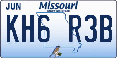 MO license plate KH6R3B