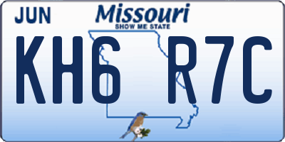 MO license plate KH6R7C