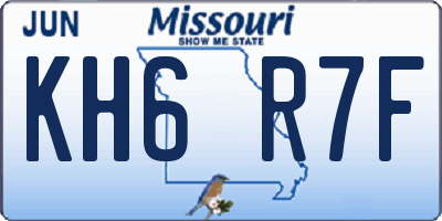 MO license plate KH6R7F