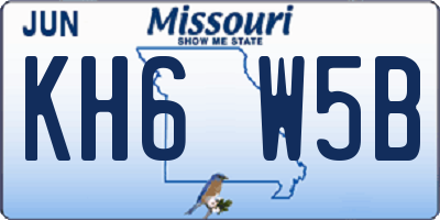 MO license plate KH6W5B