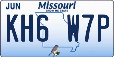 MO license plate KH6W7P