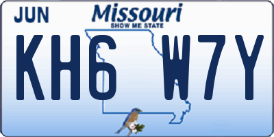 MO license plate KH6W7Y