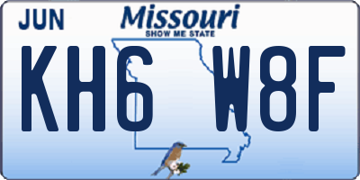 MO license plate KH6W8F