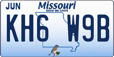 MO license plate KH6W9B