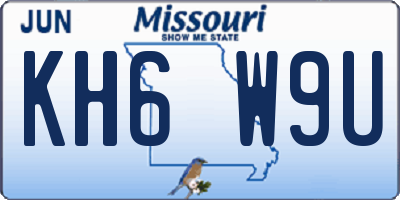 MO license plate KH6W9U