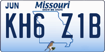 MO license plate KH6Z1B