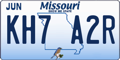 MO license plate KH7A2R