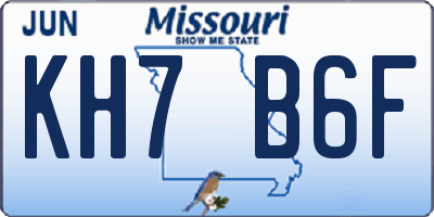 MO license plate KH7B6F