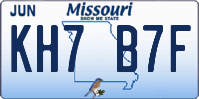 MO license plate KH7B7F