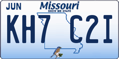MO license plate KH7C2I