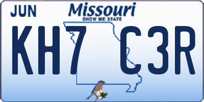 MO license plate KH7C3R