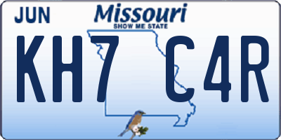 MO license plate KH7C4R