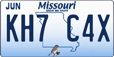 MO license plate KH7C4X