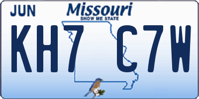 MO license plate KH7C7W