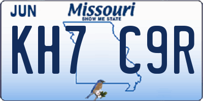 MO license plate KH7C9R