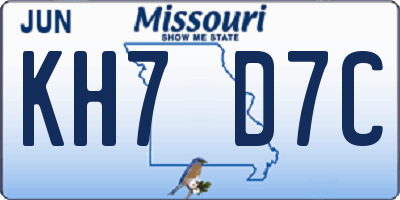 MO license plate KH7D7C