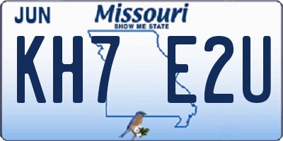 MO license plate KH7E2U
