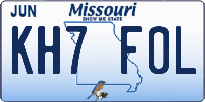 MO license plate KH7F0L