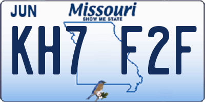 MO license plate KH7F2F