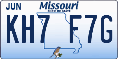 MO license plate KH7F7G