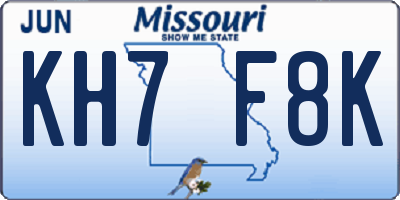 MO license plate KH7F8K
