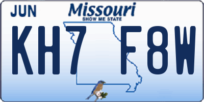 MO license plate KH7F8W
