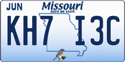 MO license plate KH7I3C