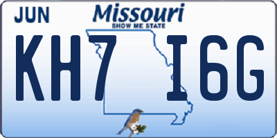 MO license plate KH7I6G