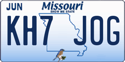 MO license plate KH7J0G