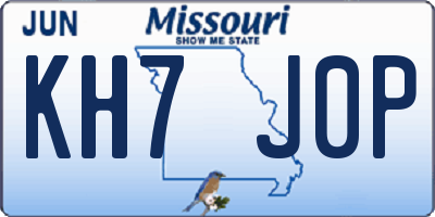 MO license plate KH7J0P