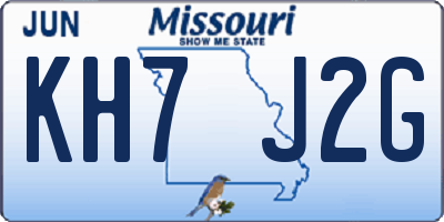 MO license plate KH7J2G