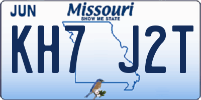 MO license plate KH7J2T