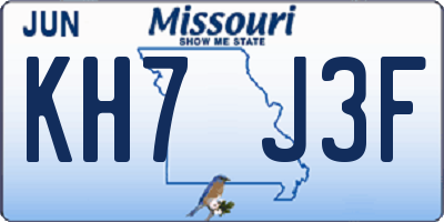 MO license plate KH7J3F
