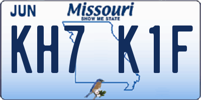 MO license plate KH7K1F