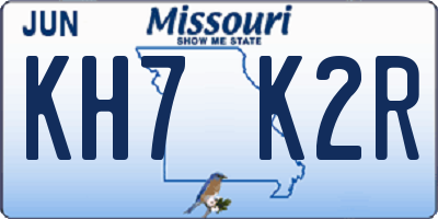 MO license plate KH7K2R