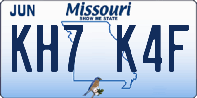 MO license plate KH7K4F
