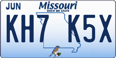 MO license plate KH7K5X