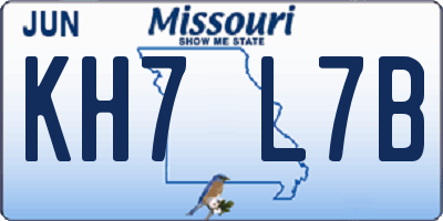 MO license plate KH7L7B