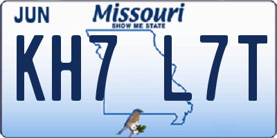 MO license plate KH7L7T