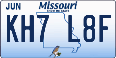 MO license plate KH7L8F