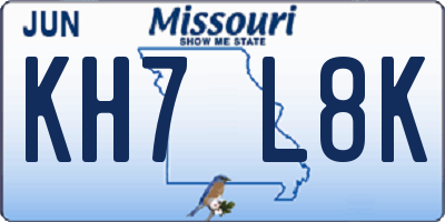 MO license plate KH7L8K