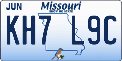 MO license plate KH7L9C
