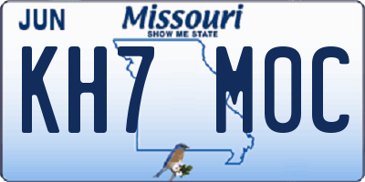 MO license plate KH7M0C