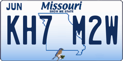 MO license plate KH7M2W